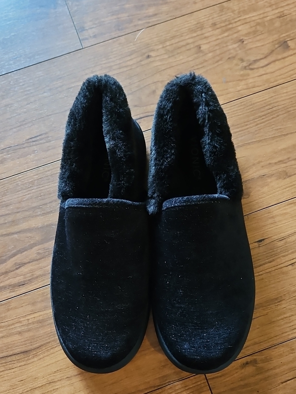 Vionic Black Fleece-Lined Slip-On Loafers